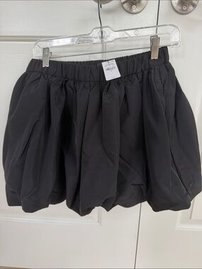 Express Black Gathered Bubble Skirt with Elastic Waist
